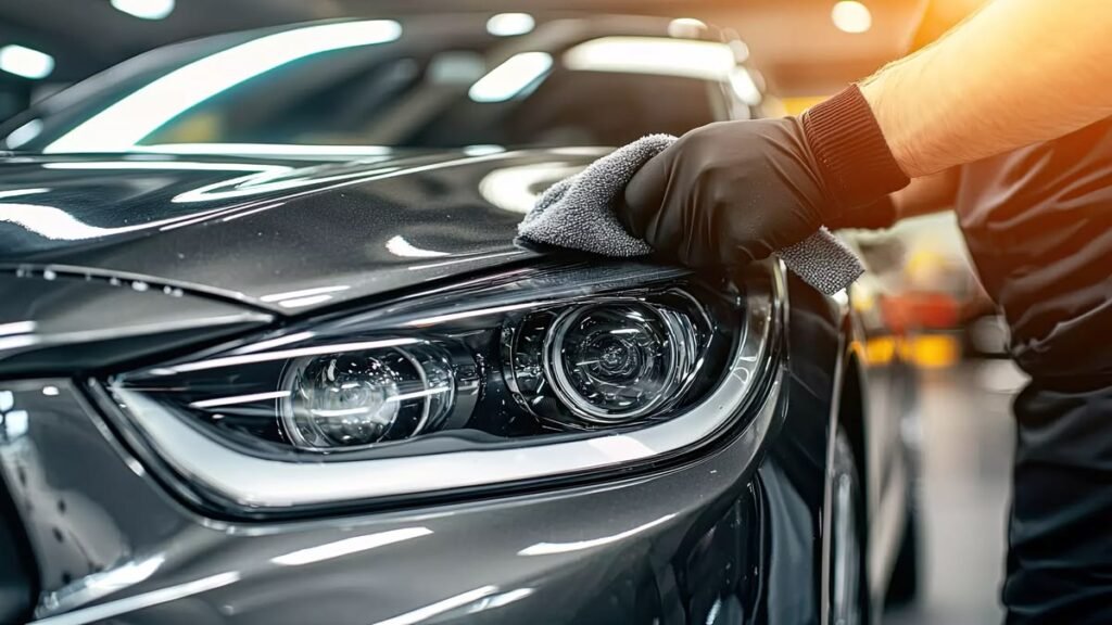 Headlight Restoration Toms River NJ technician restoring cloudy car headlights for better nighttime visibility.
